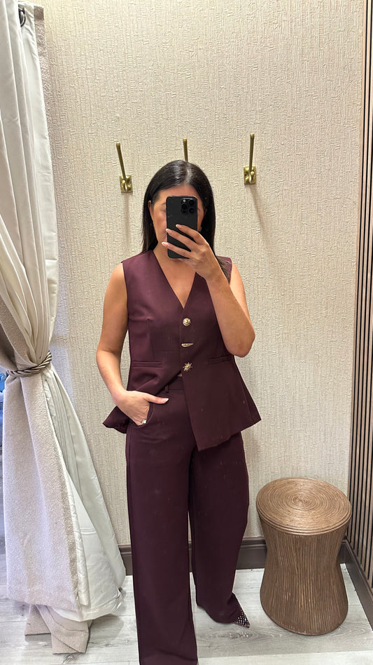 Kyra Wine Waistcoat