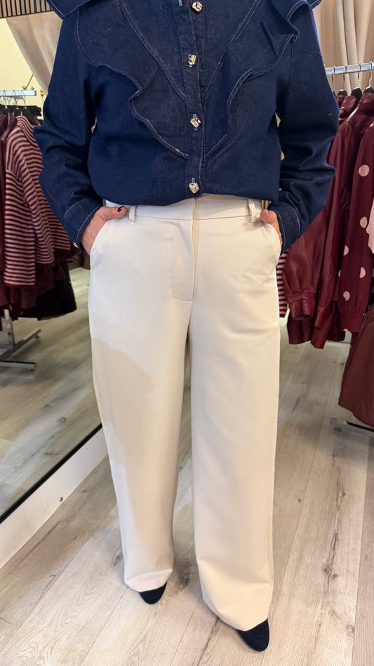 Cream Wide Leg Trousers