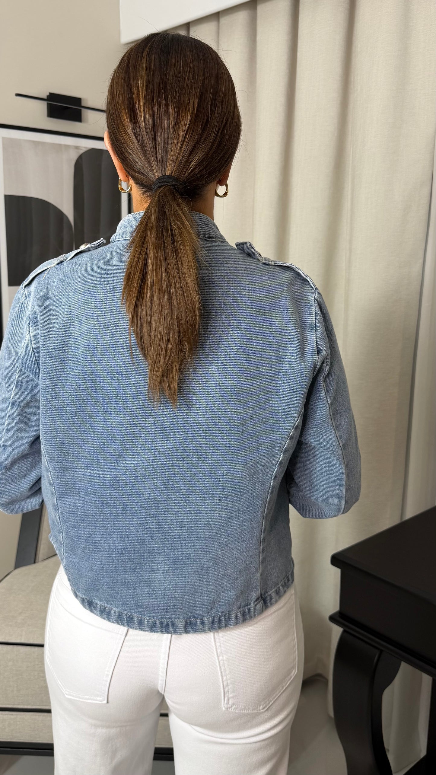 Denim Military Style Jacket