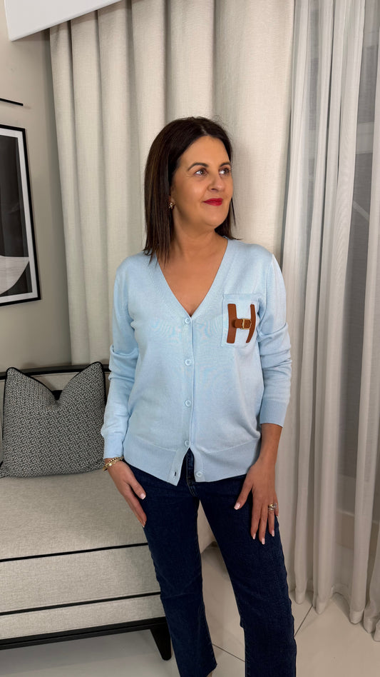 The H Cardigan -Blue