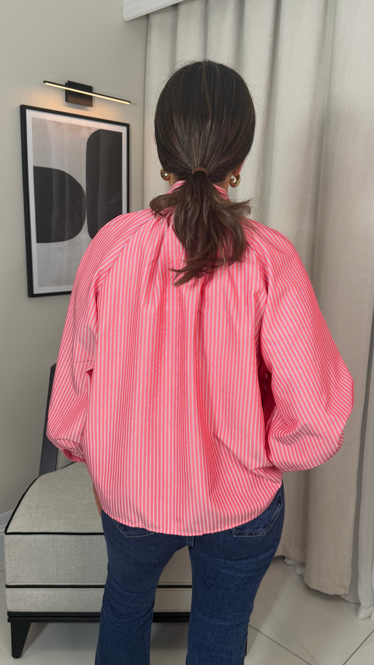 Red Tie-Bow Detail Shirt