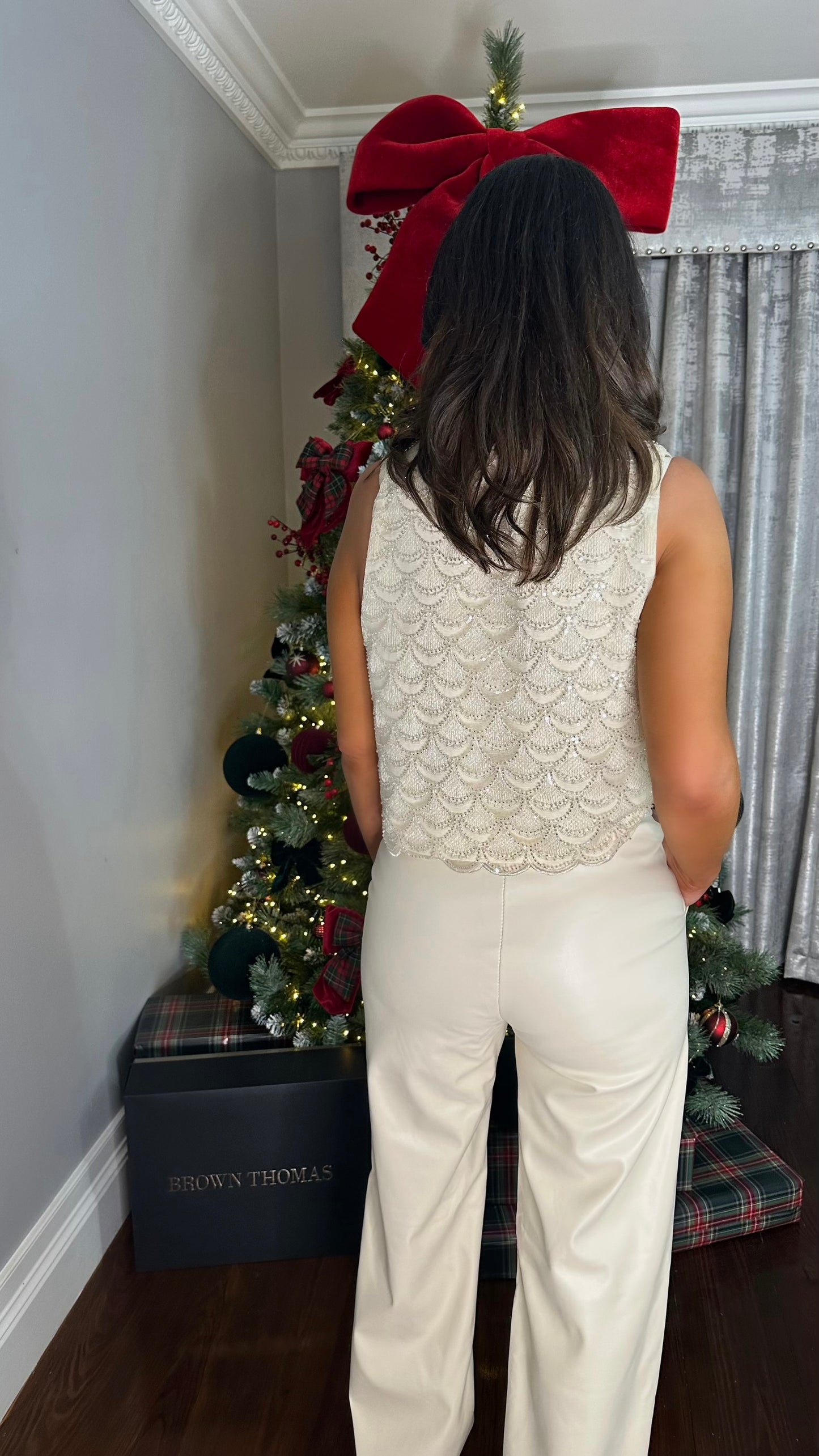 Cream Faux Leather Trousers