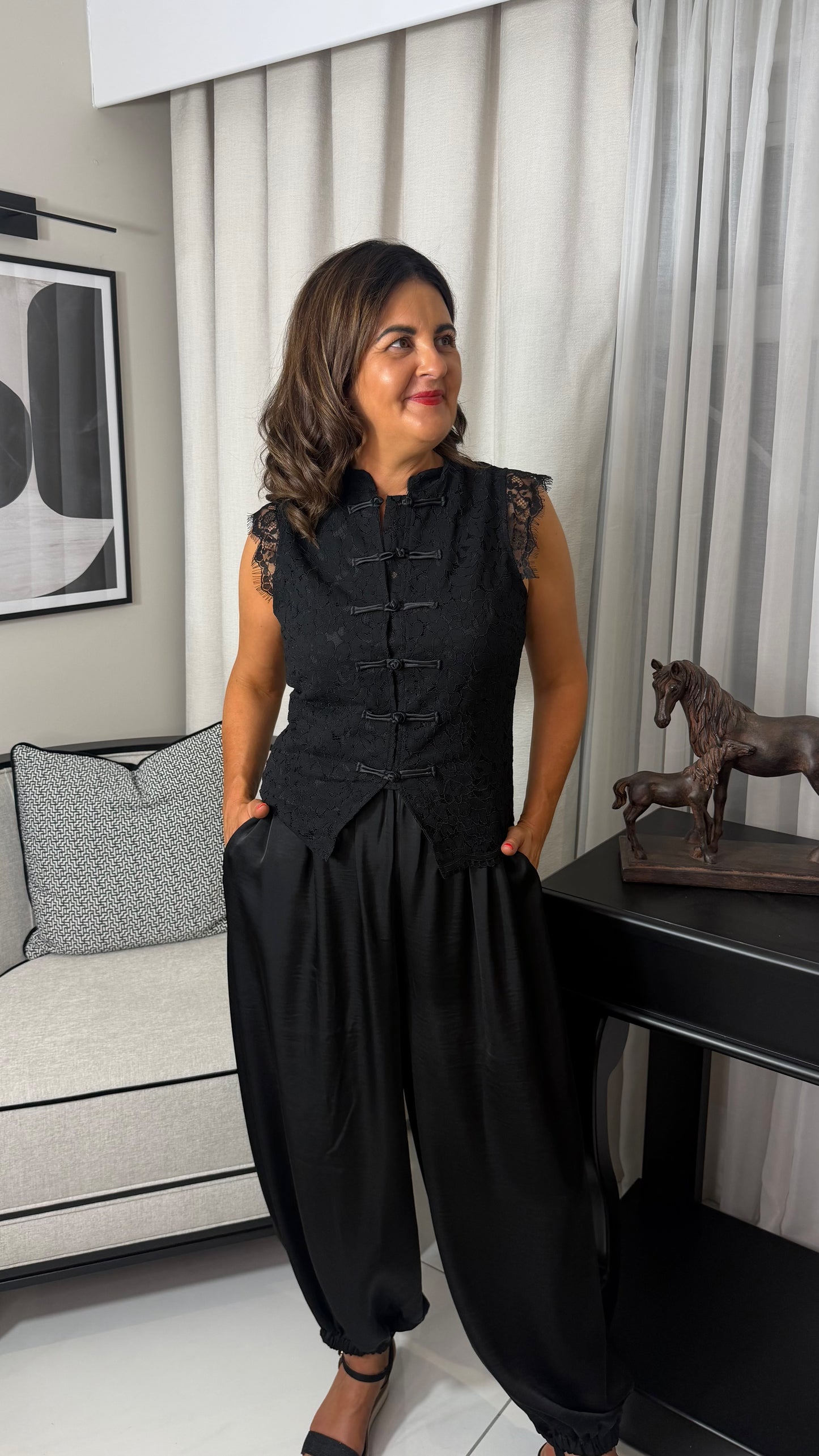 Orla Black Satin Balloon Pants