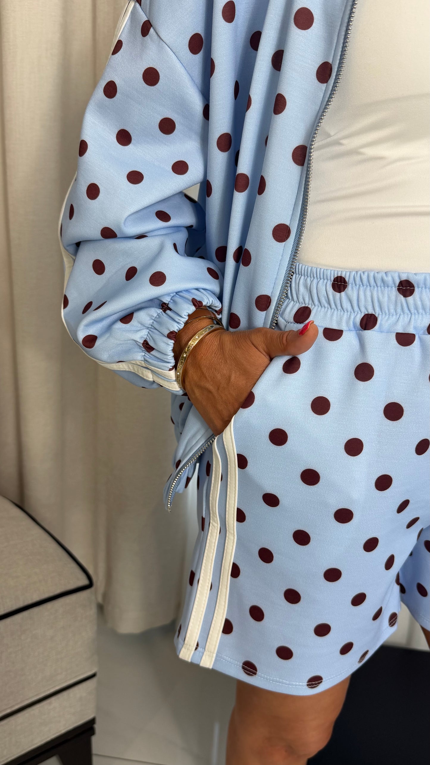 Alisha Blue & Brown Polka Dot Shorts