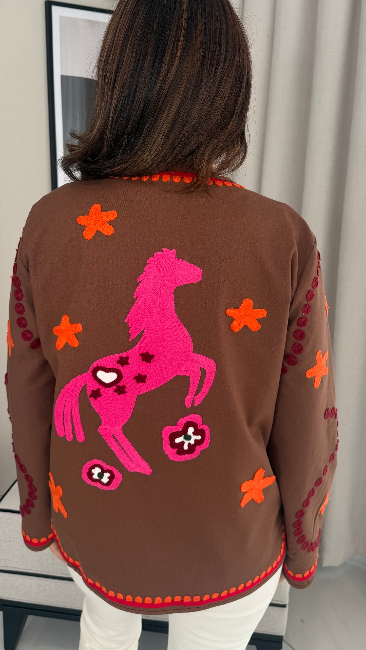 Brown Patchwork Western Jacket