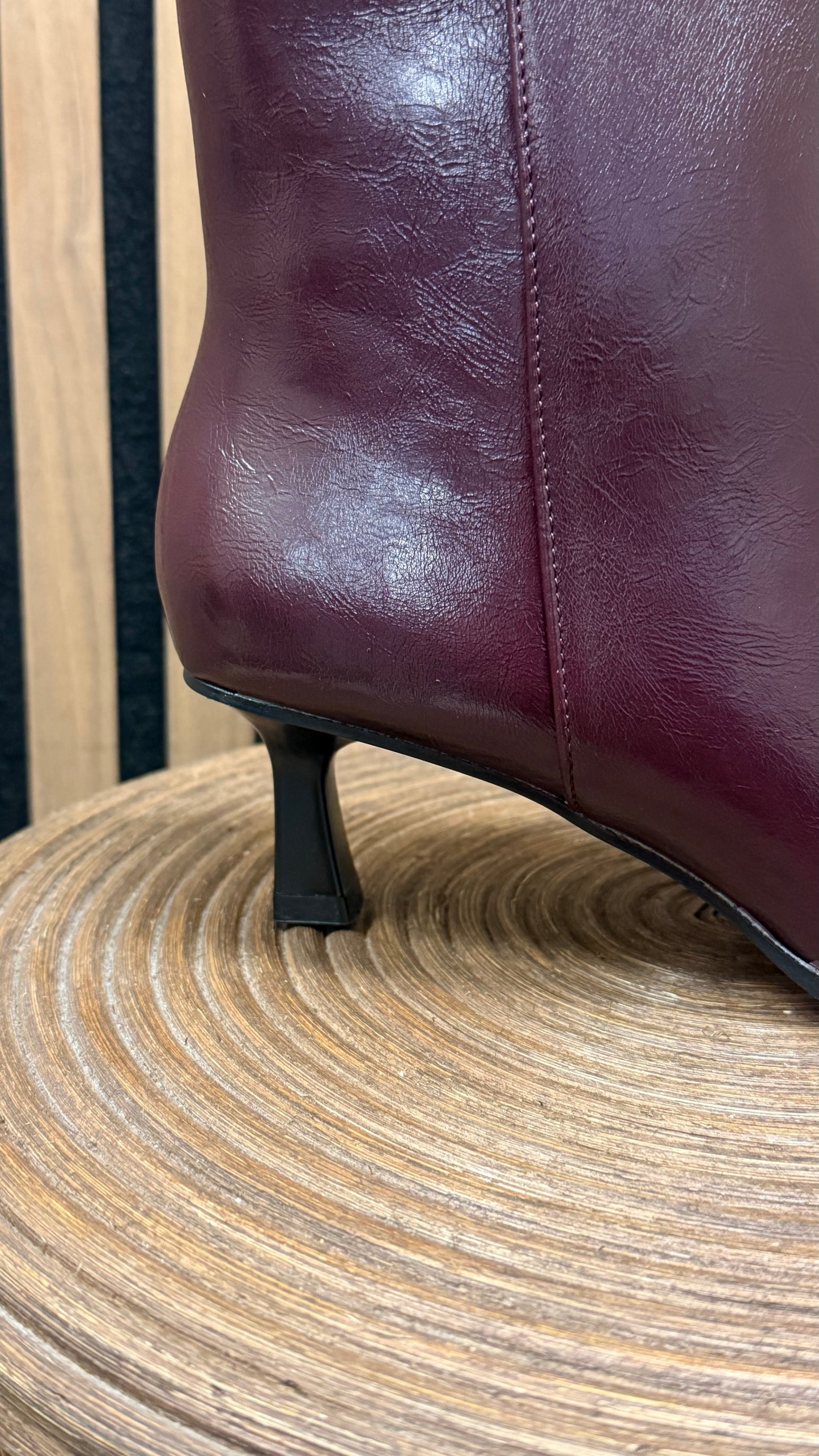 Orla Oxblood Faux Leather Ankle Boots
