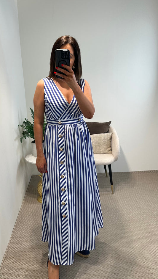 Blue Striped Maxi Dress