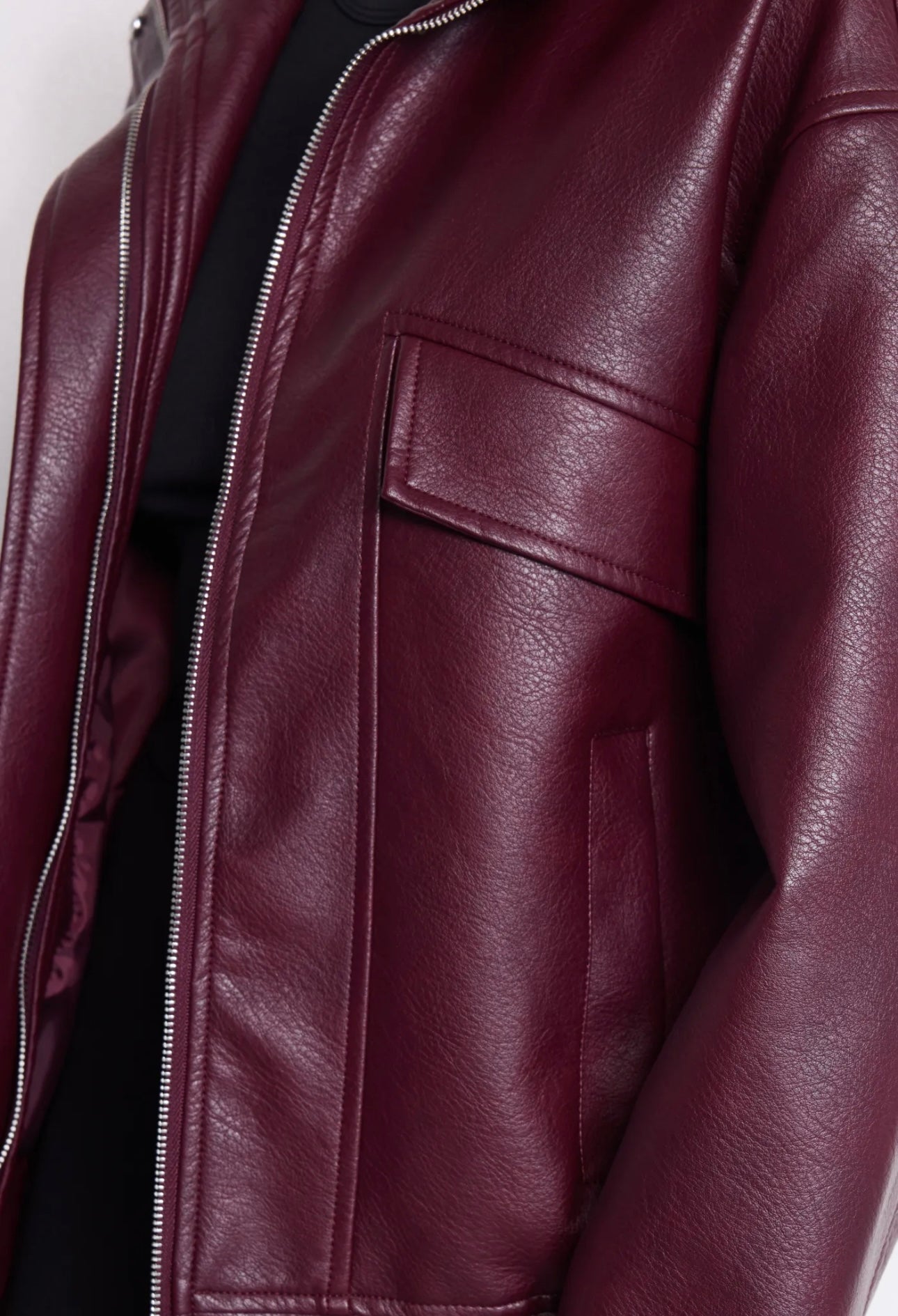 Burgundy Faux Leather Jacket