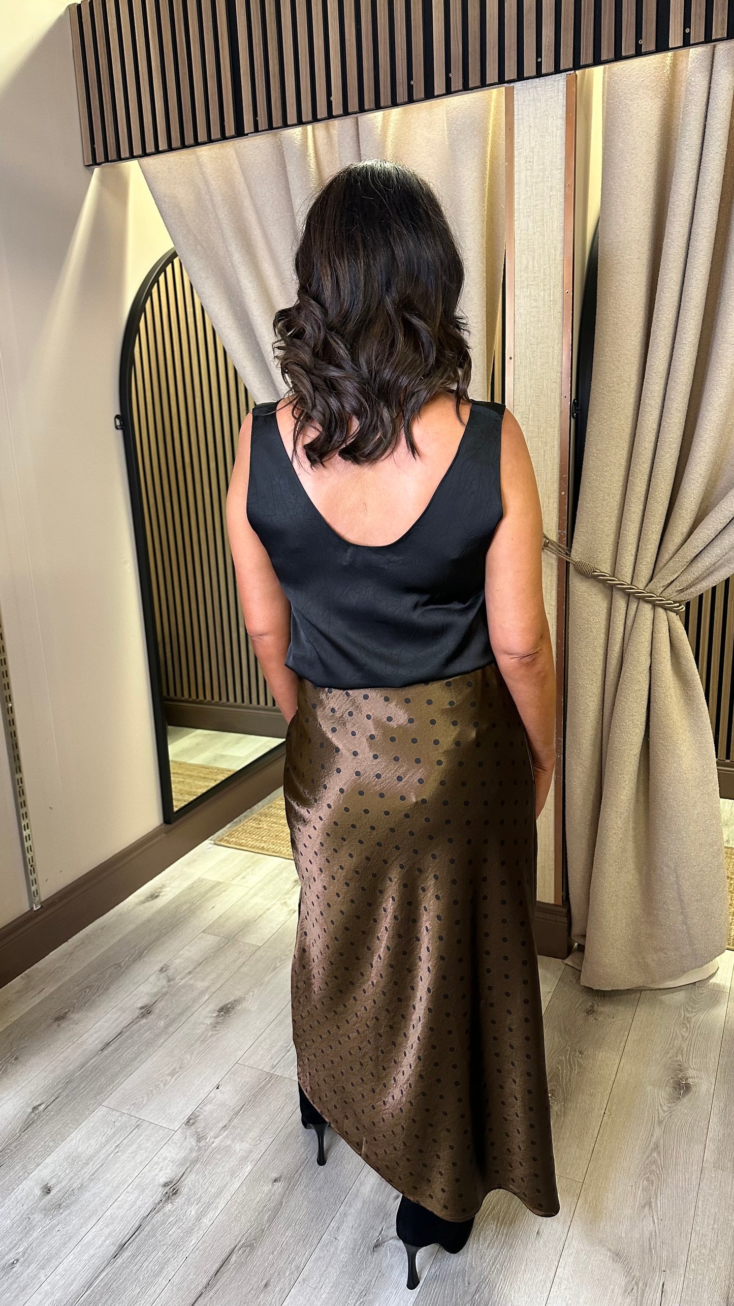 Polka Dot Satin Skirt