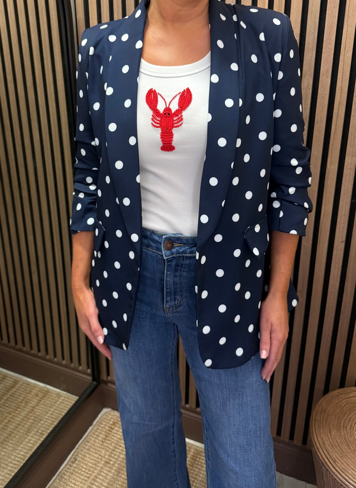 Navy Polka Dot Blazer