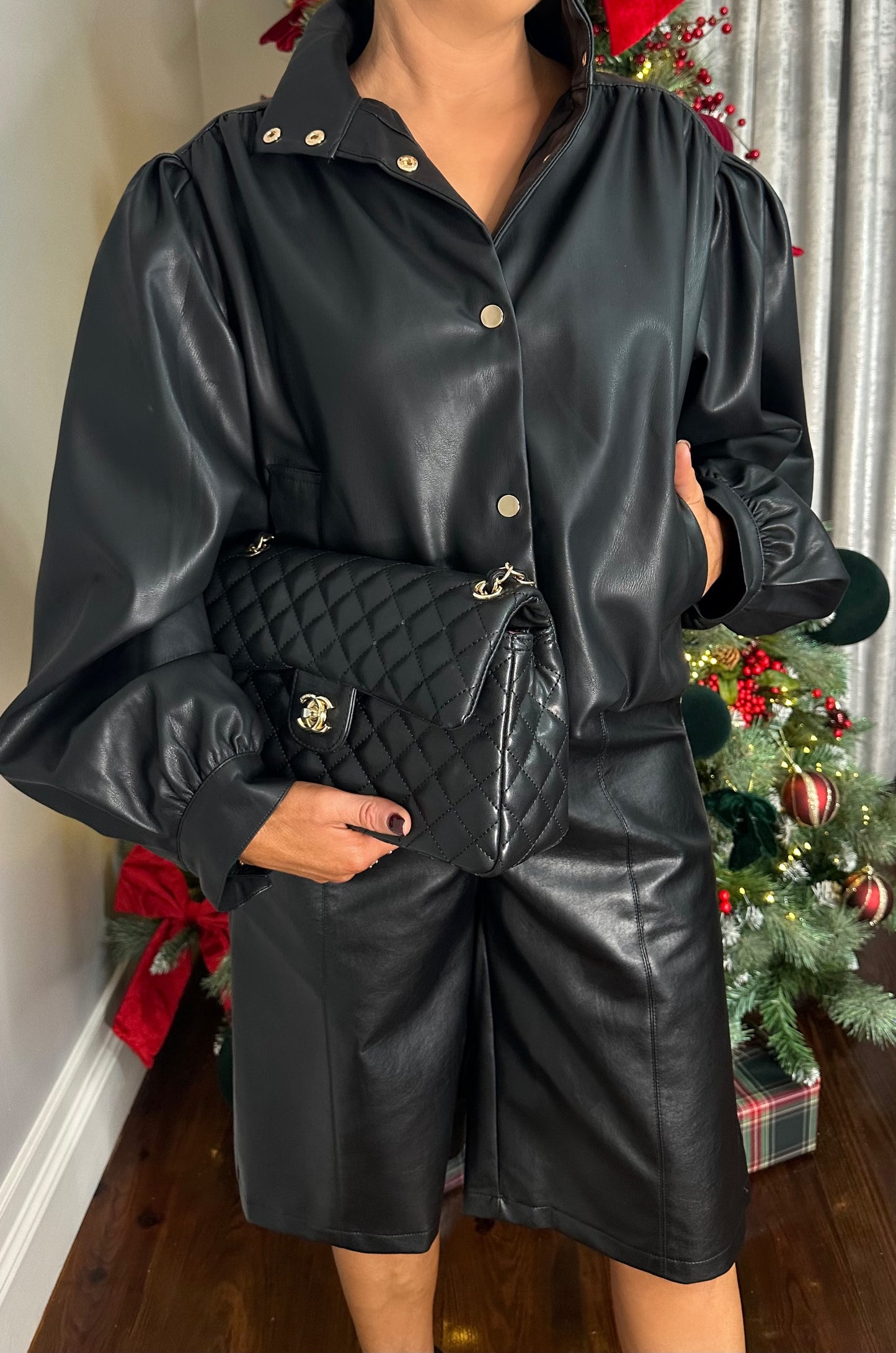 Statement Leatherette Bomber Jacket