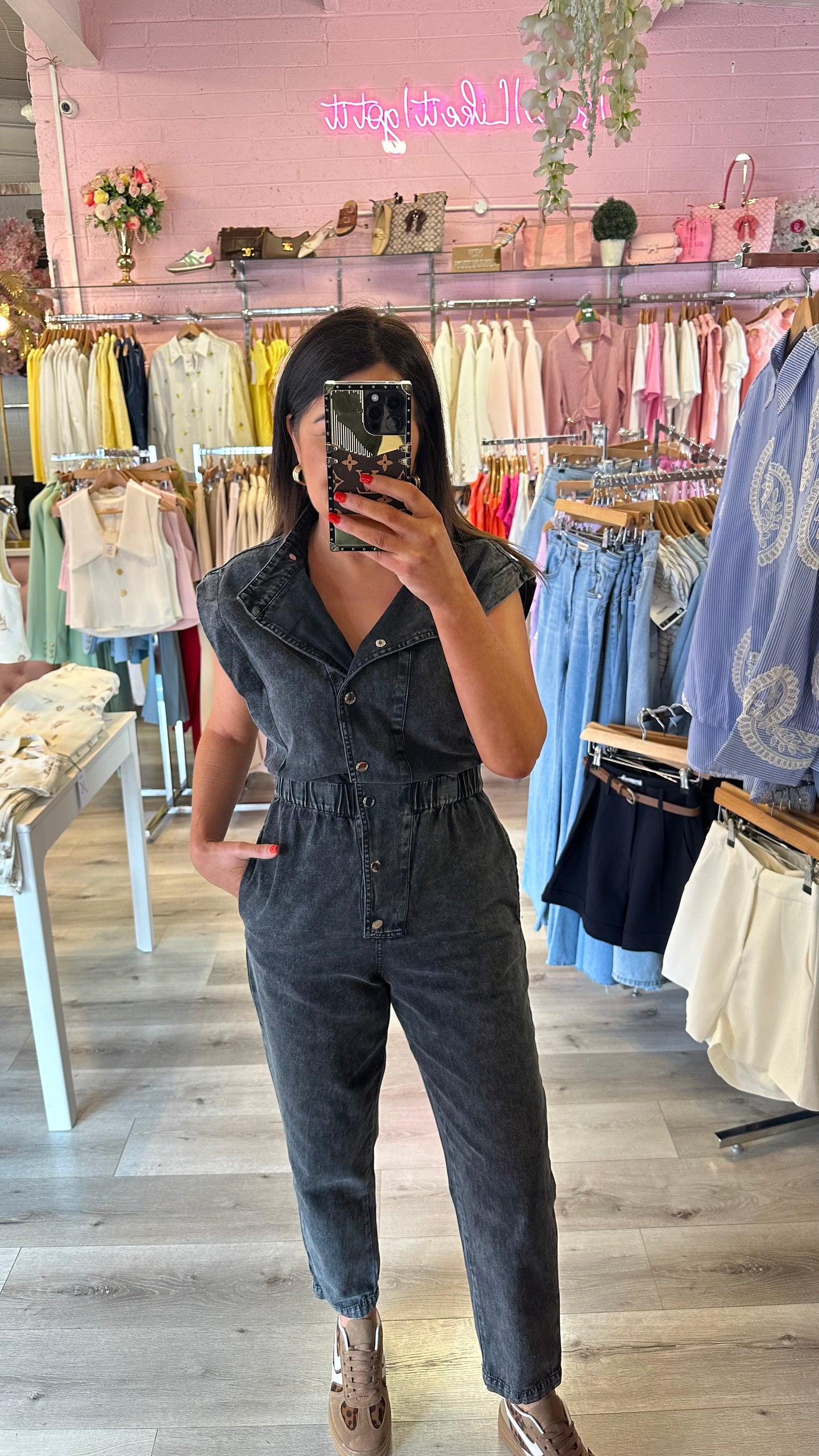 Black Denim Jumpsuit
