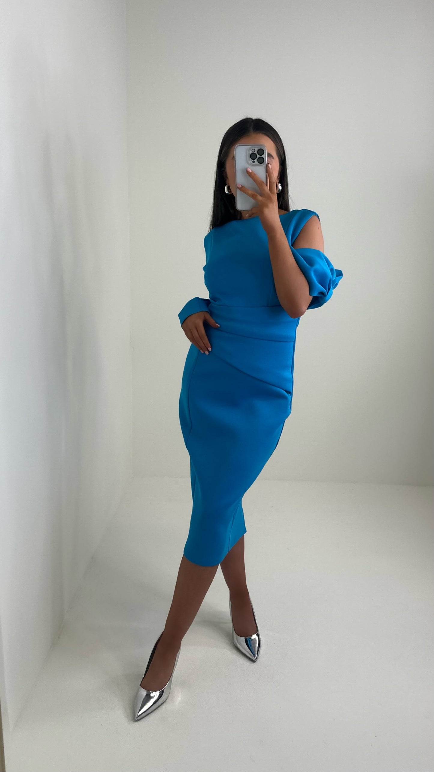 Ada Blue Scuba One Shoulder Dress