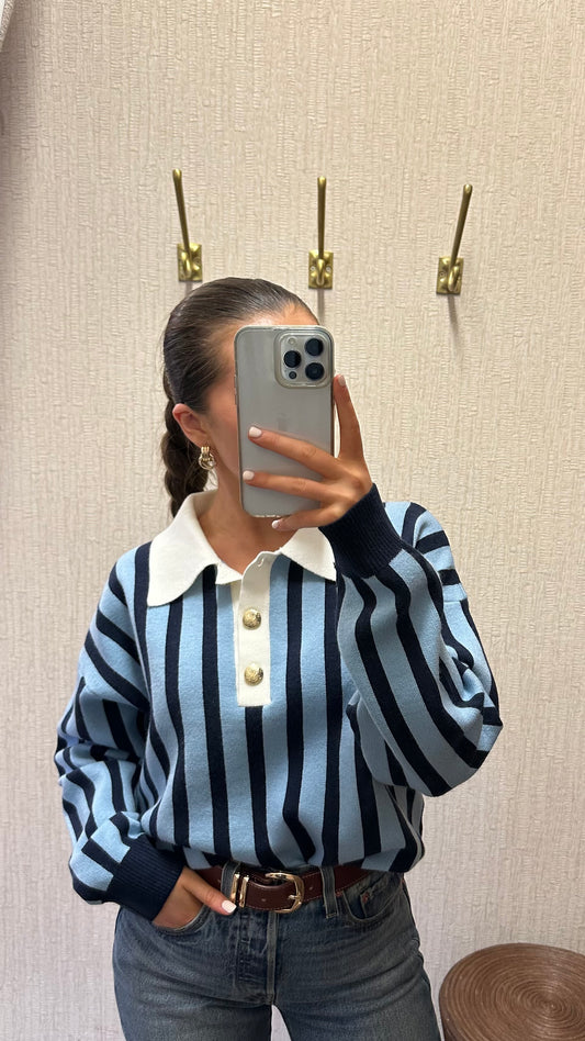 Navy & Blue Rugby Knit