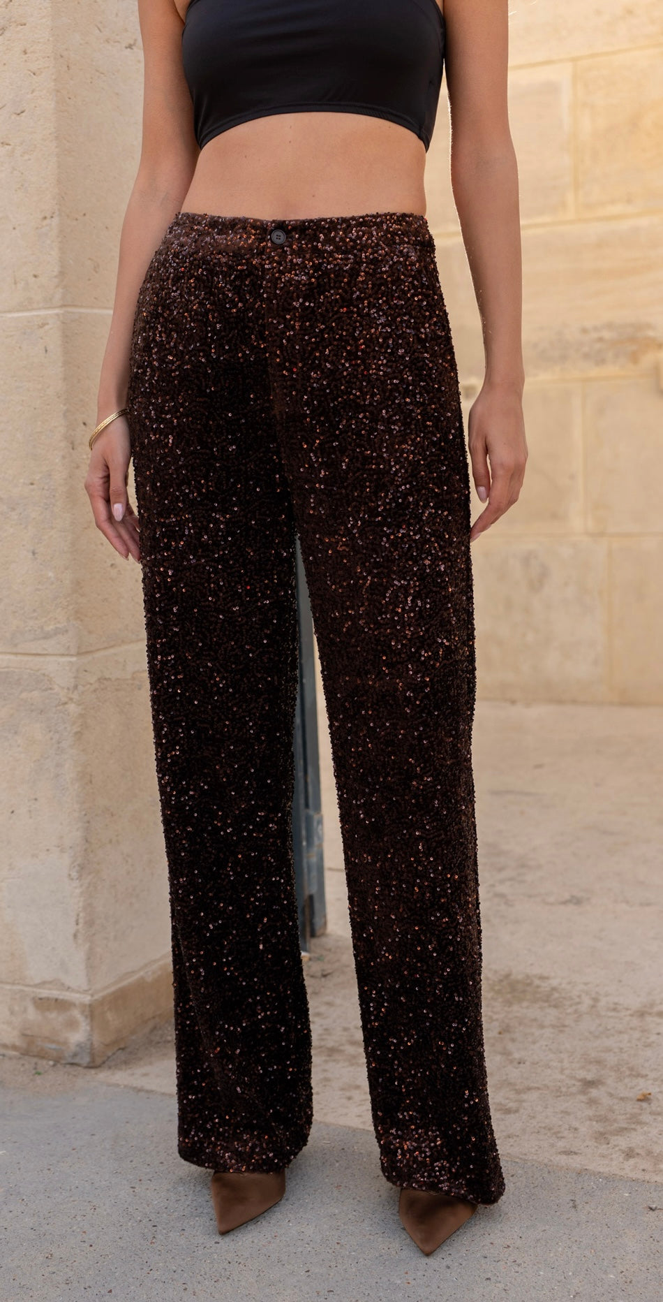 Brown Sequin Trousers