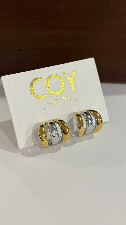 Two Toned Row Earrings