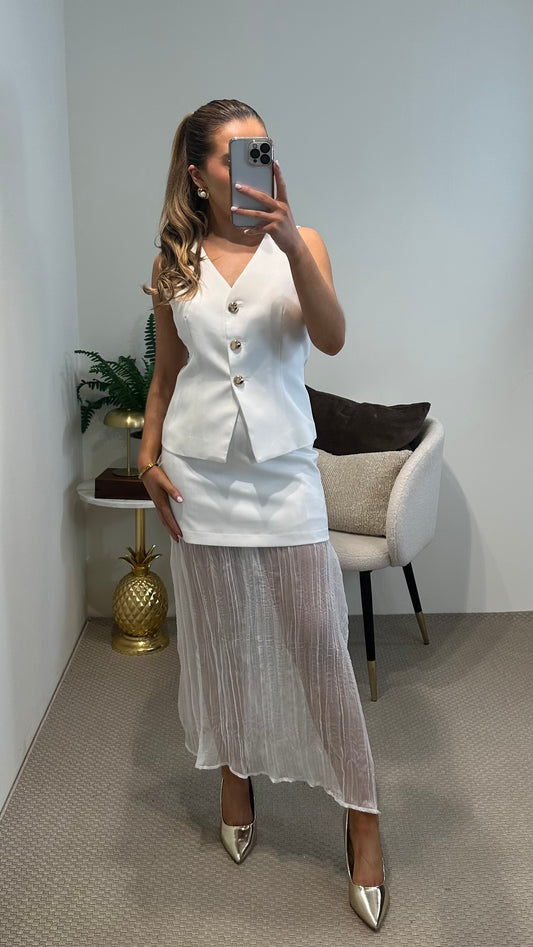 White Combined Skirt