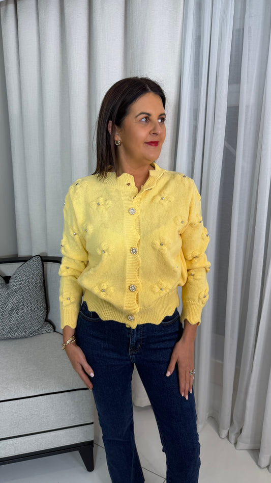 Yellow Embellished Cardigan