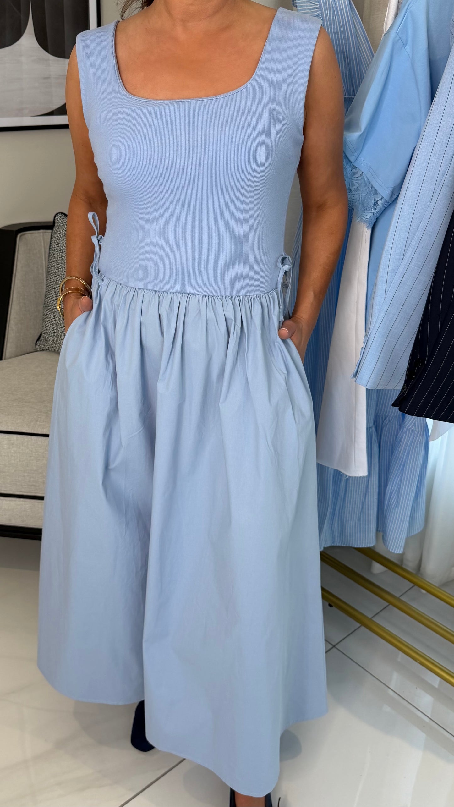 Blue Harriet Elasticated Dress
