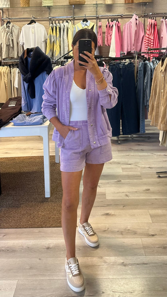 Lilac Denim Shorts