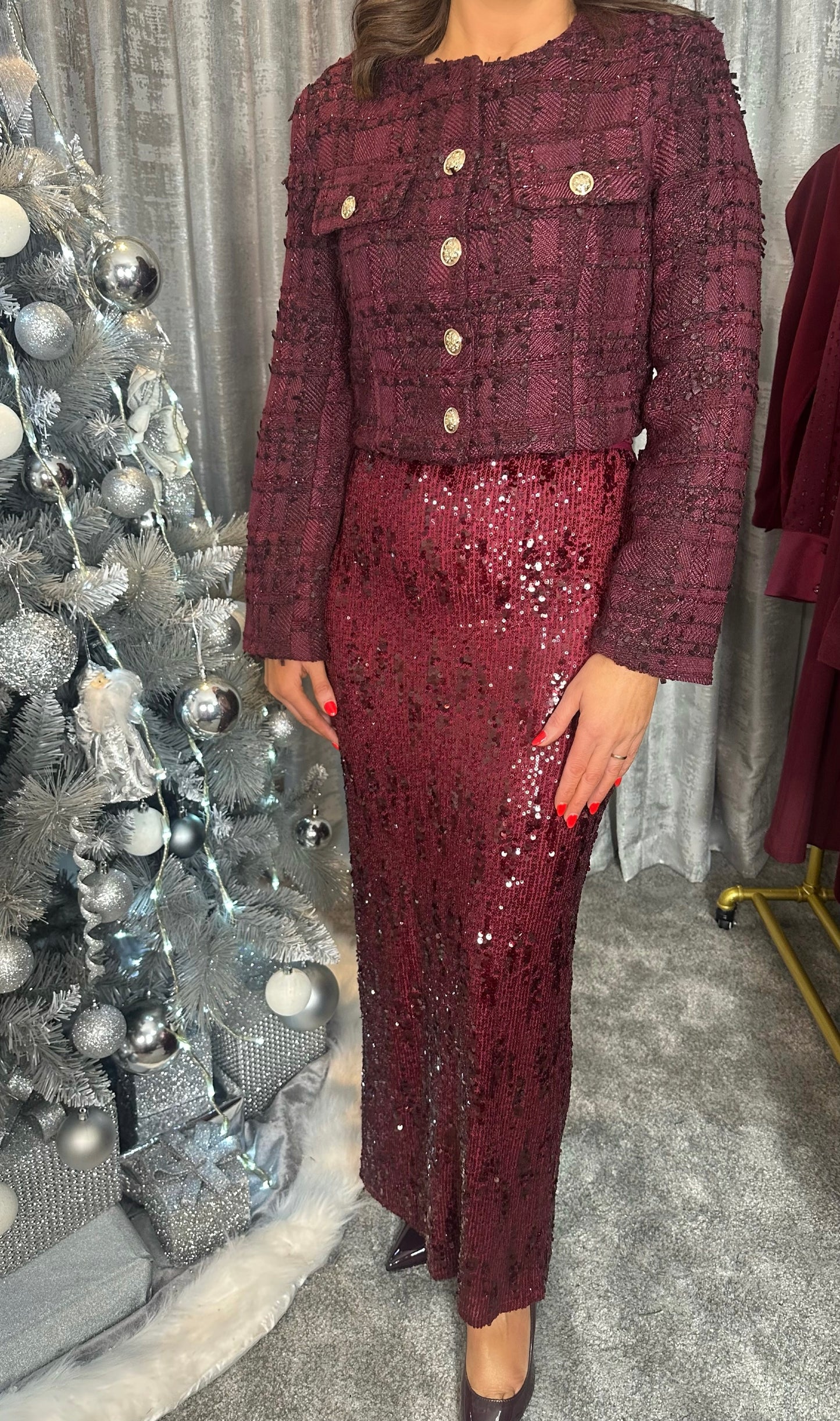 Burgundy Sequin Skirt- Ireland AM