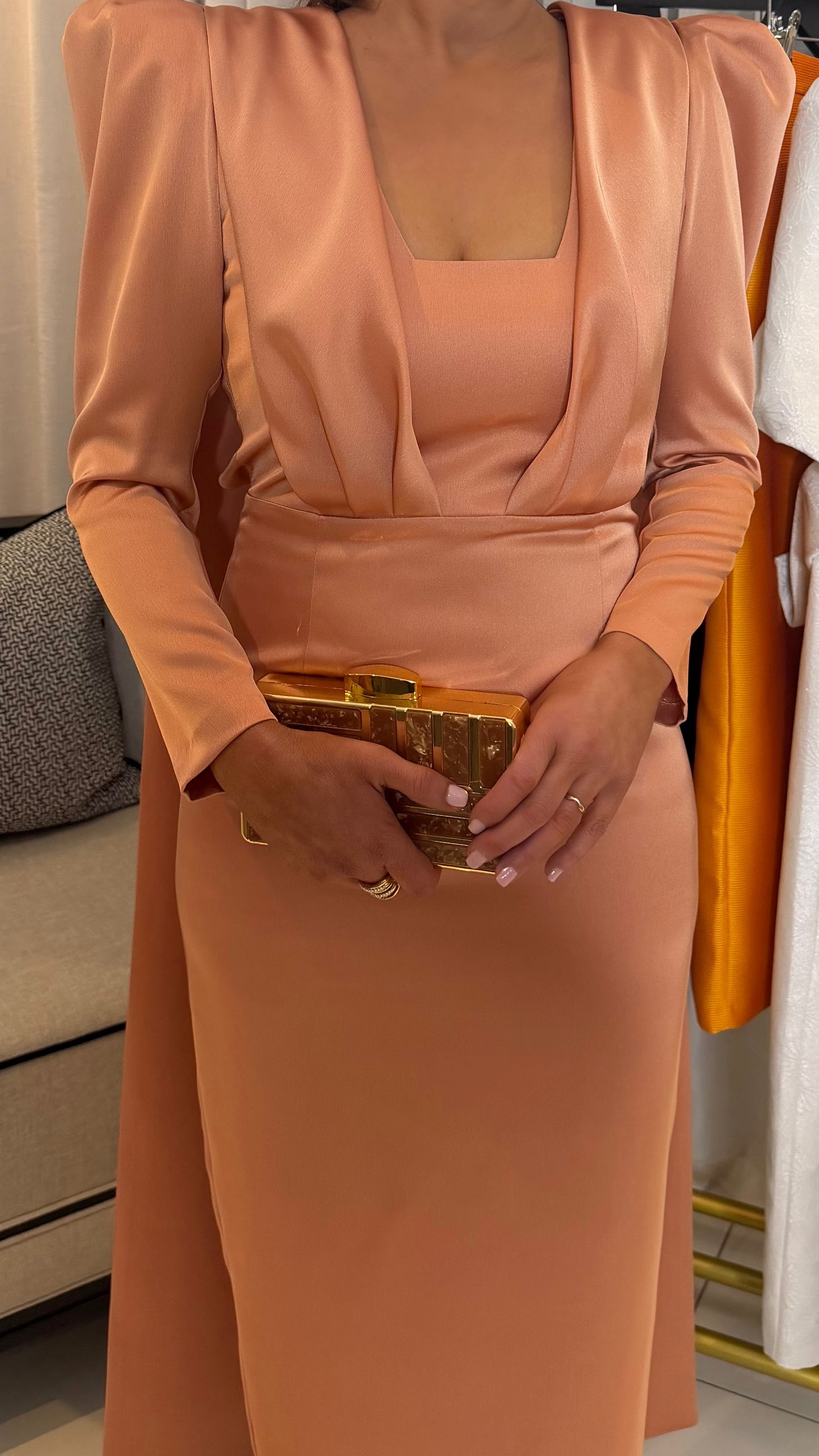Louisa Copper Drape Dress