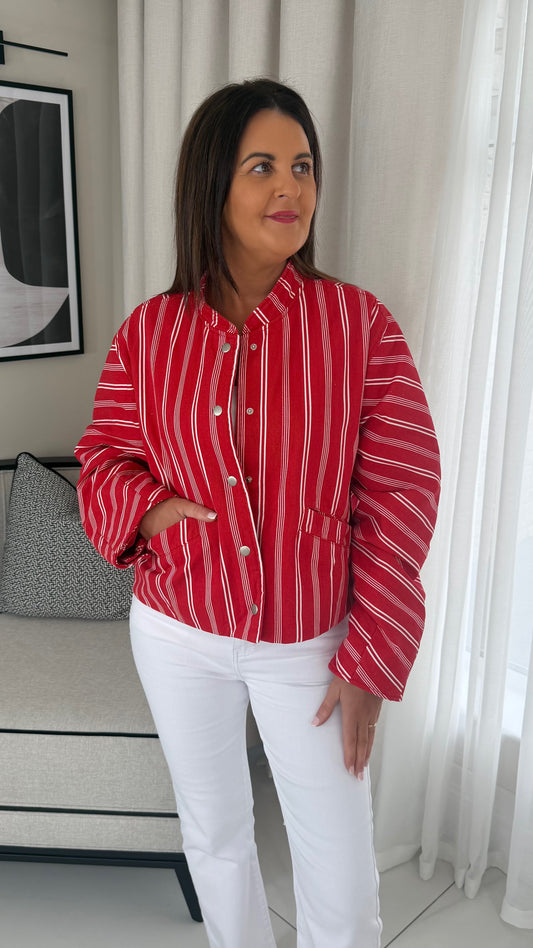 Red Striped Bomber Jacket