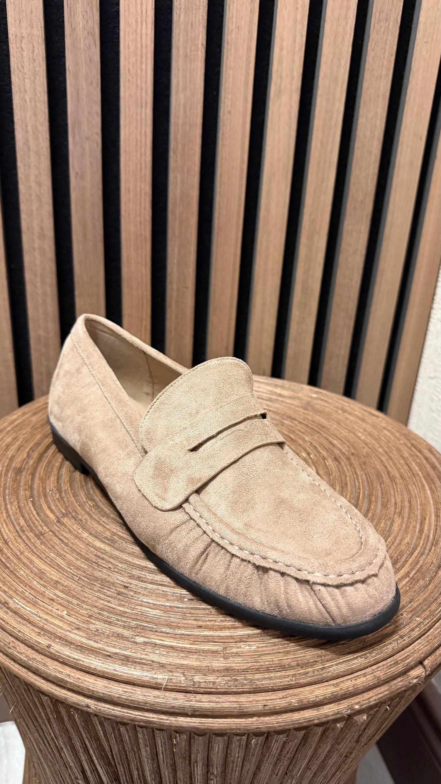 Beige Faux Suede Loafers