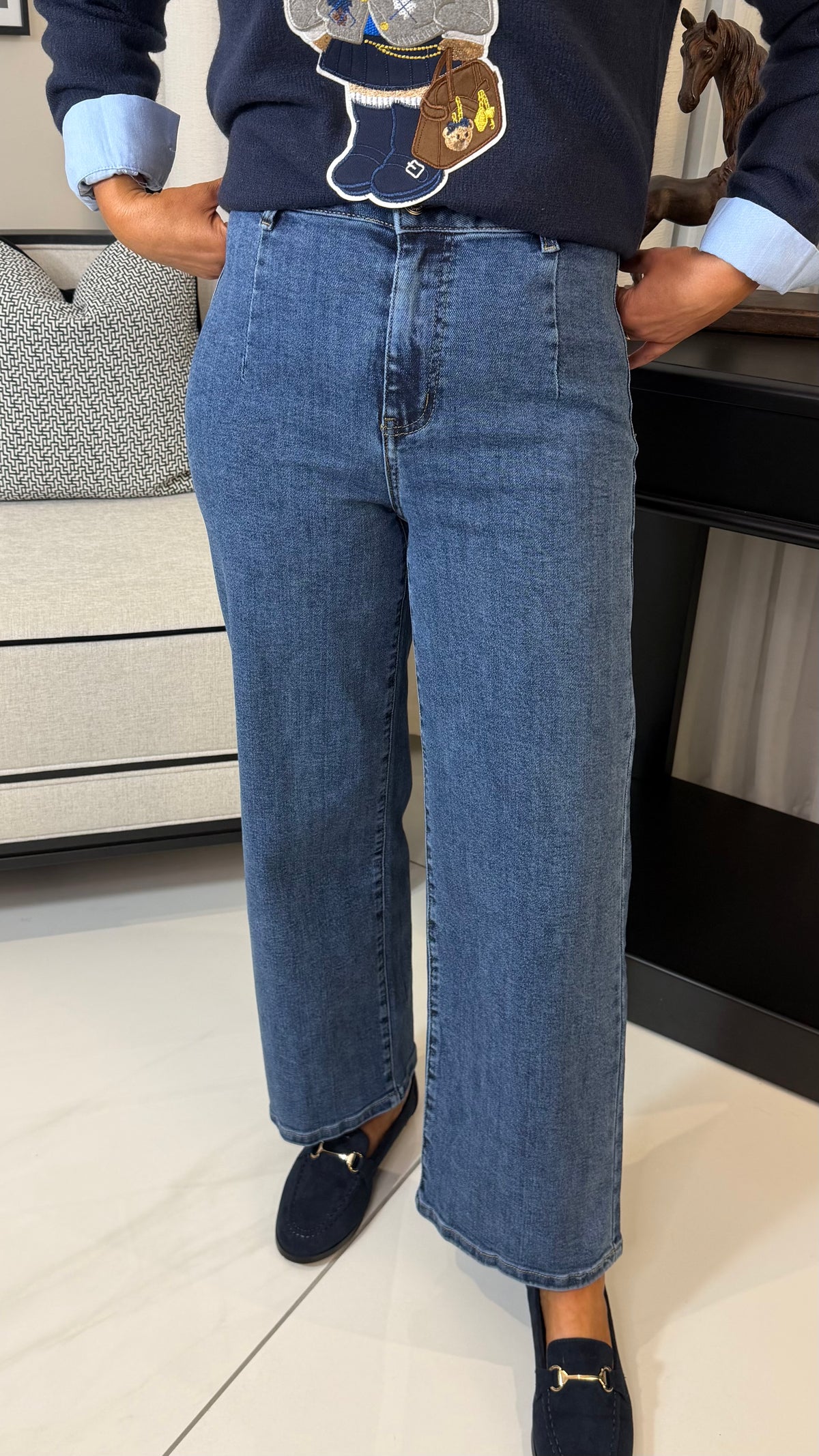 Dark Denim Erin Jeans- Cropped Wide-Leg