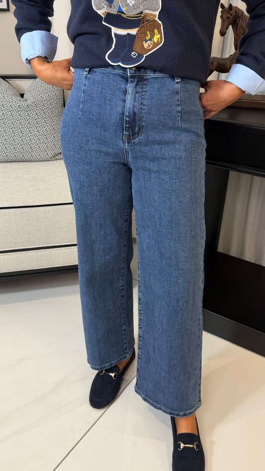 Dark Denim Erin Jeans- Cropped Wide-Leg