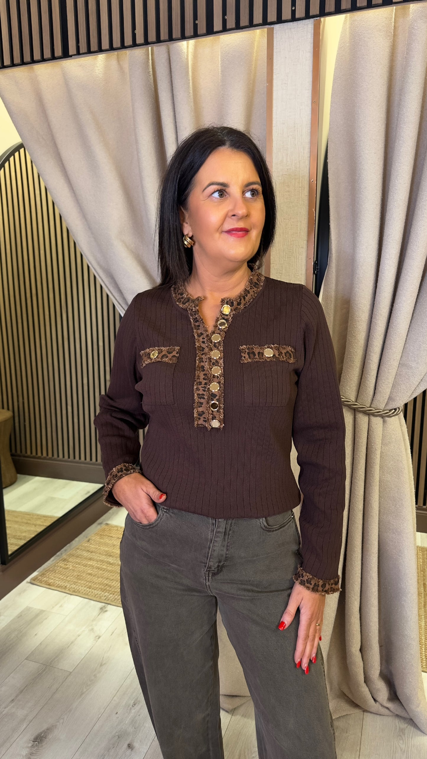 Brown Leopard Print Top