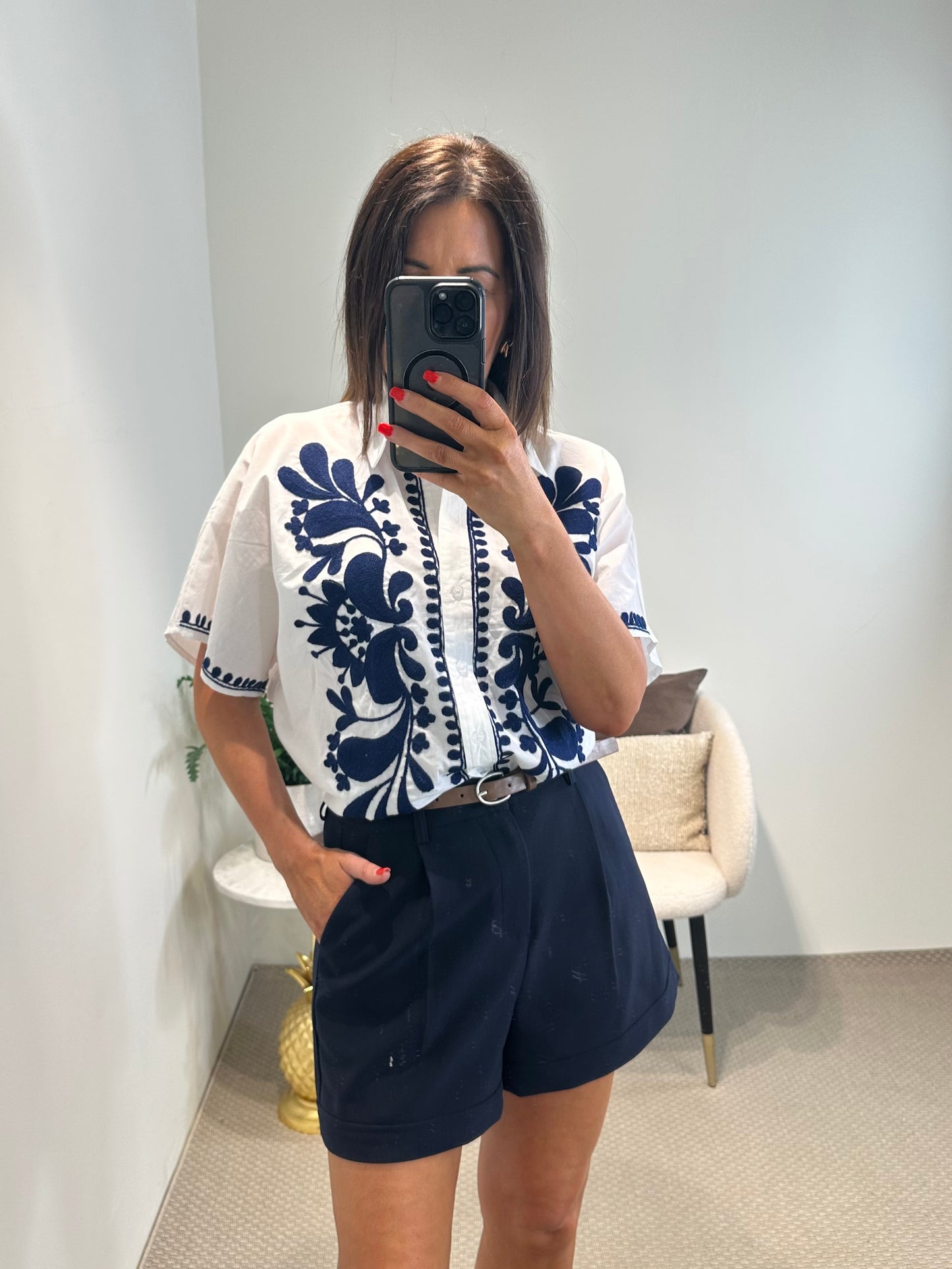 Abstract Linen Blend Shirt