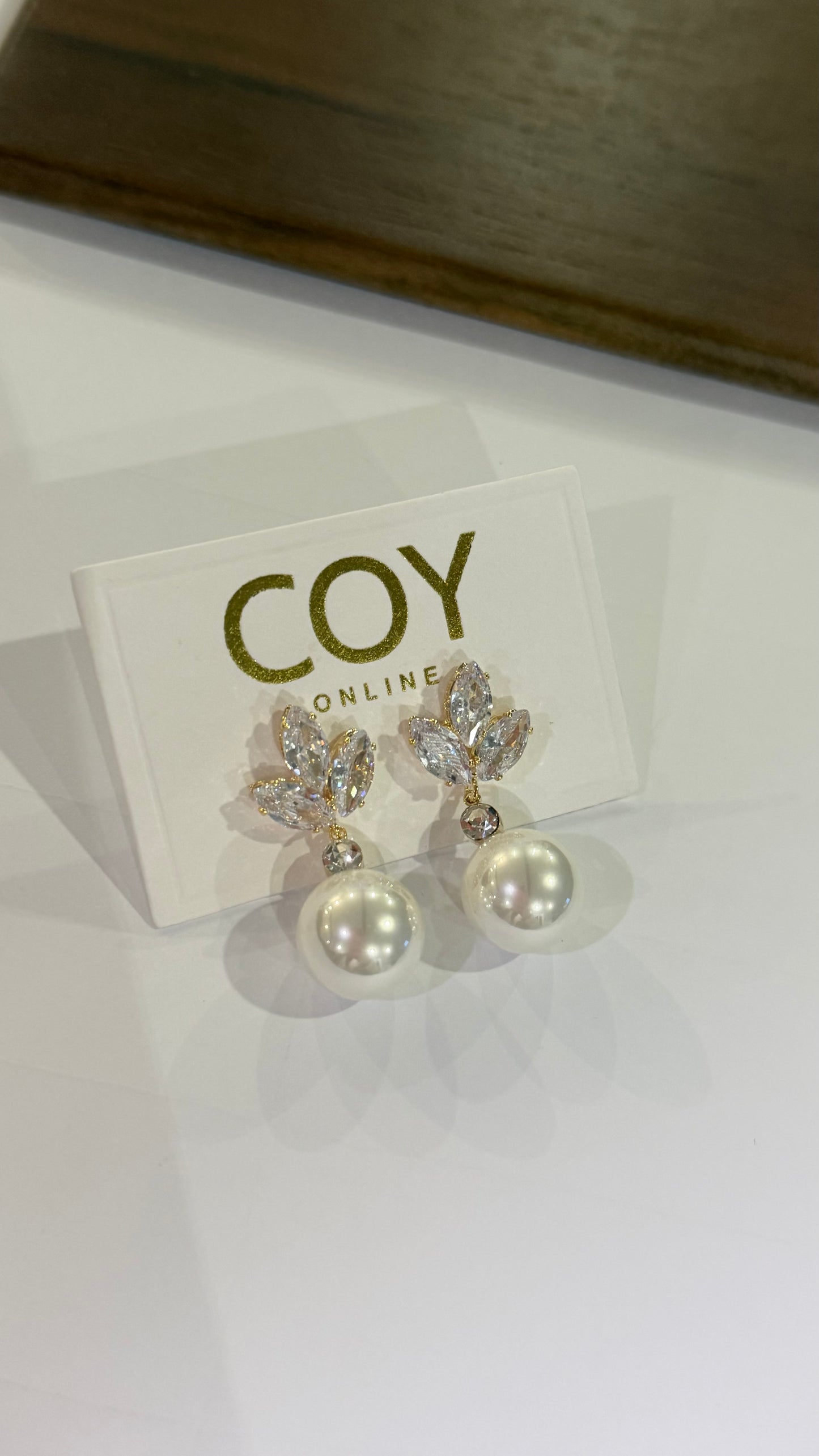Gold Pearl & Diamanté Drop Earrings