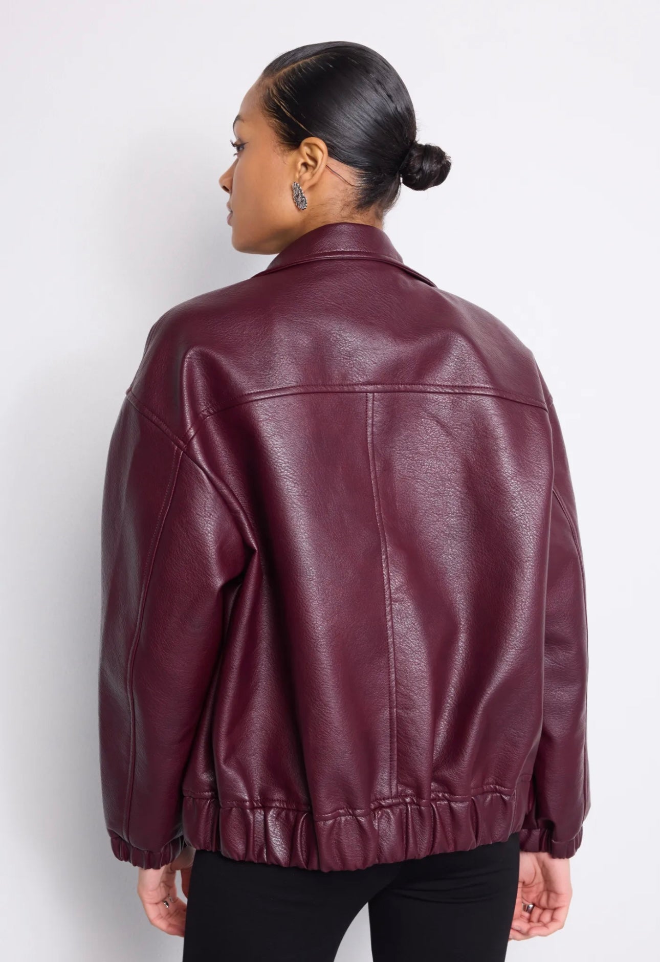 Burgundy Faux Leather Jacket