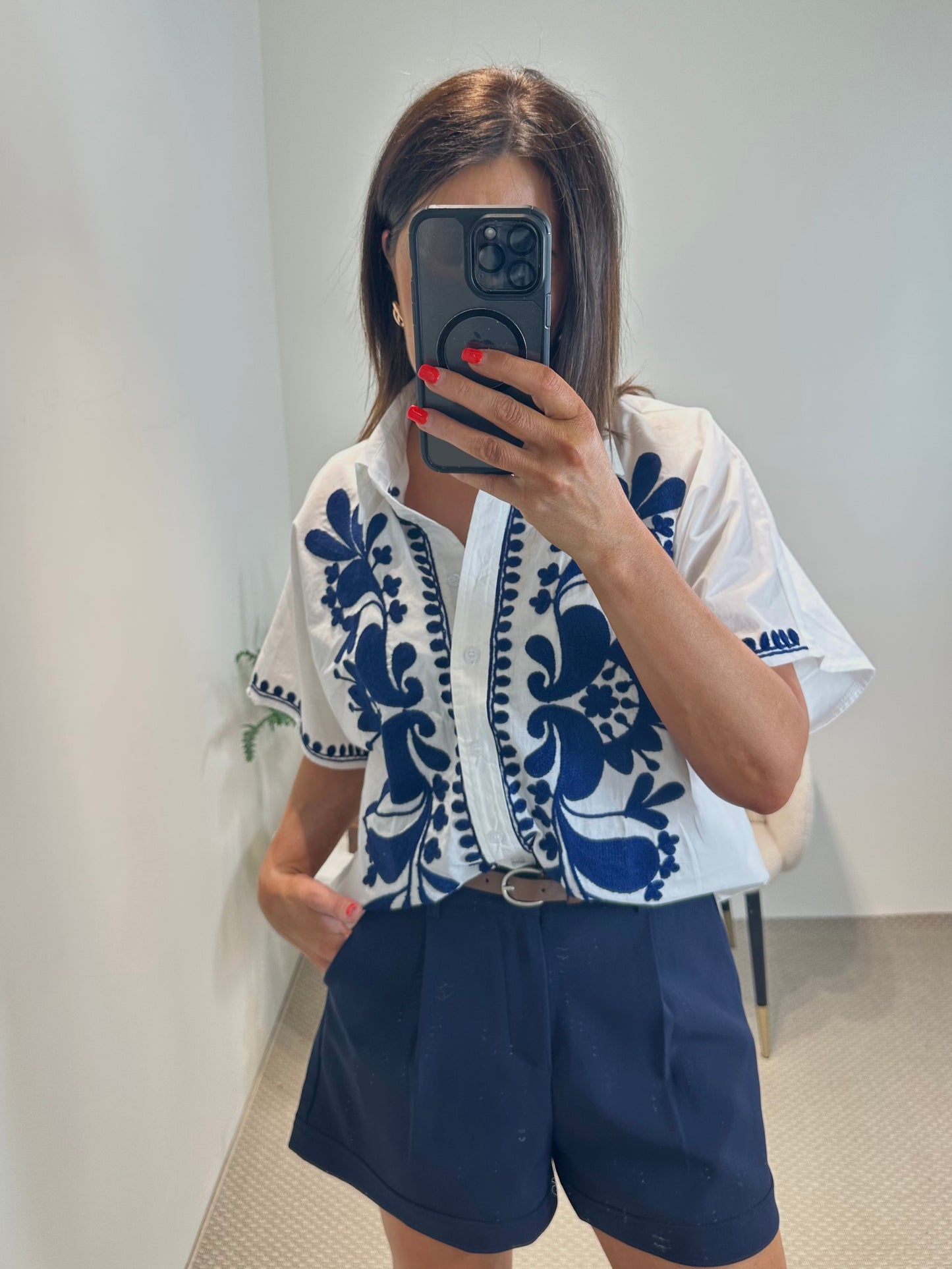 Abstract Linen Blend Shirt