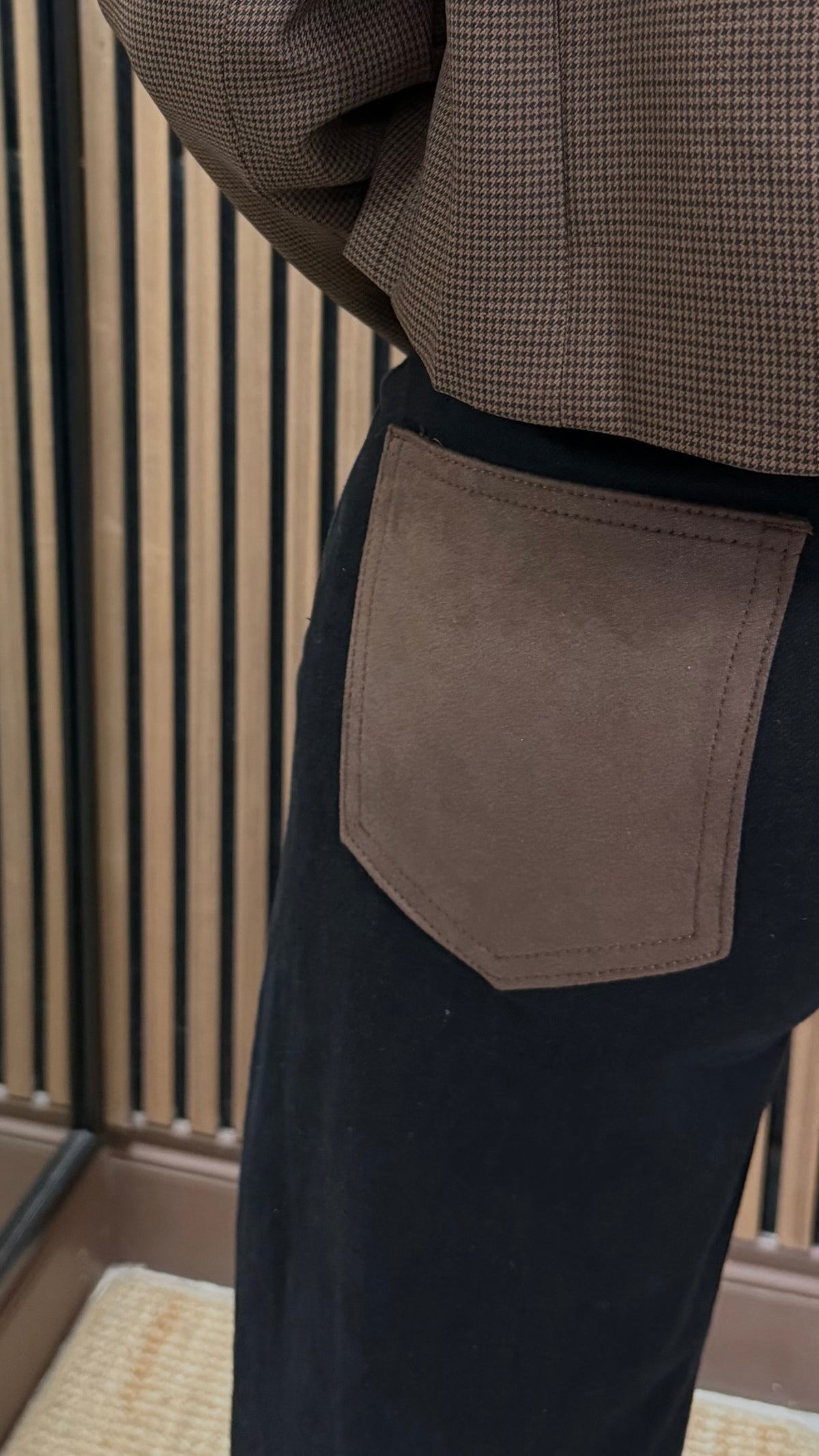Black Suede Effect Contrast Jeans
