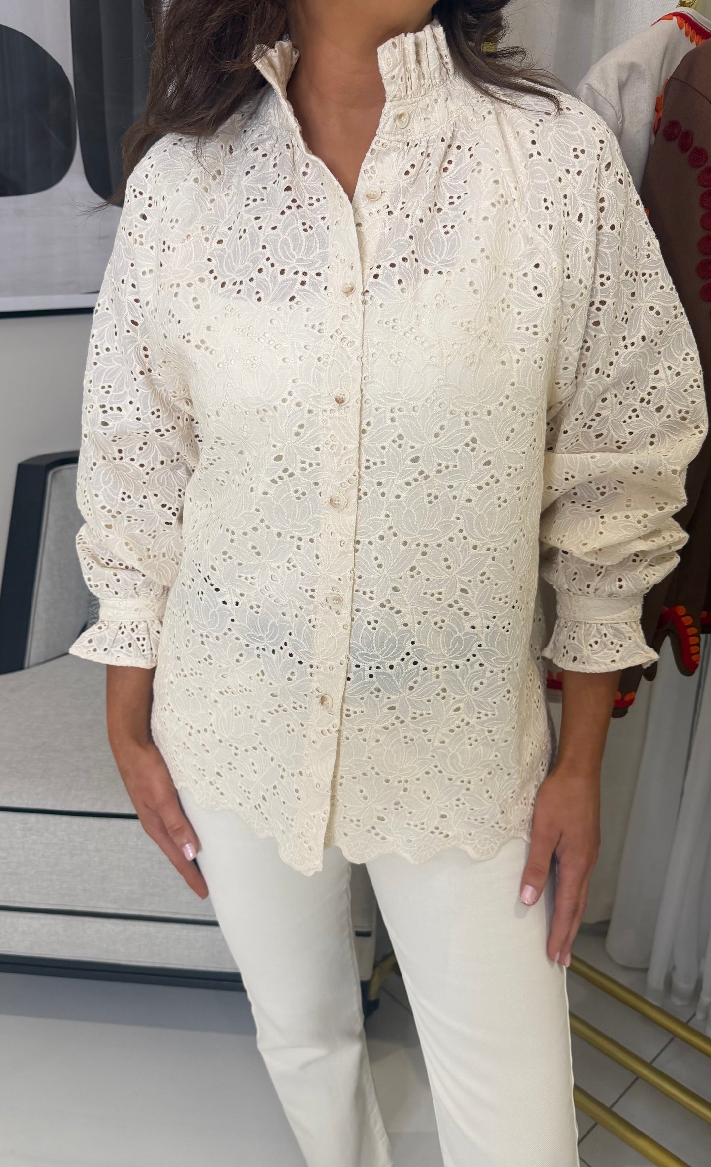 Cream Brocade Blouse