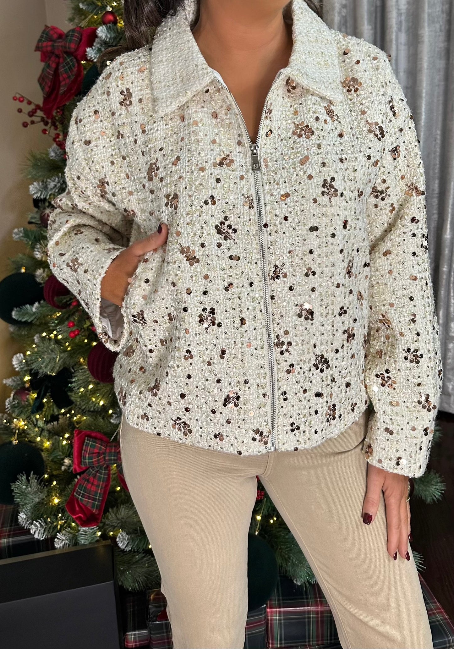 Sequin Cream Jacket