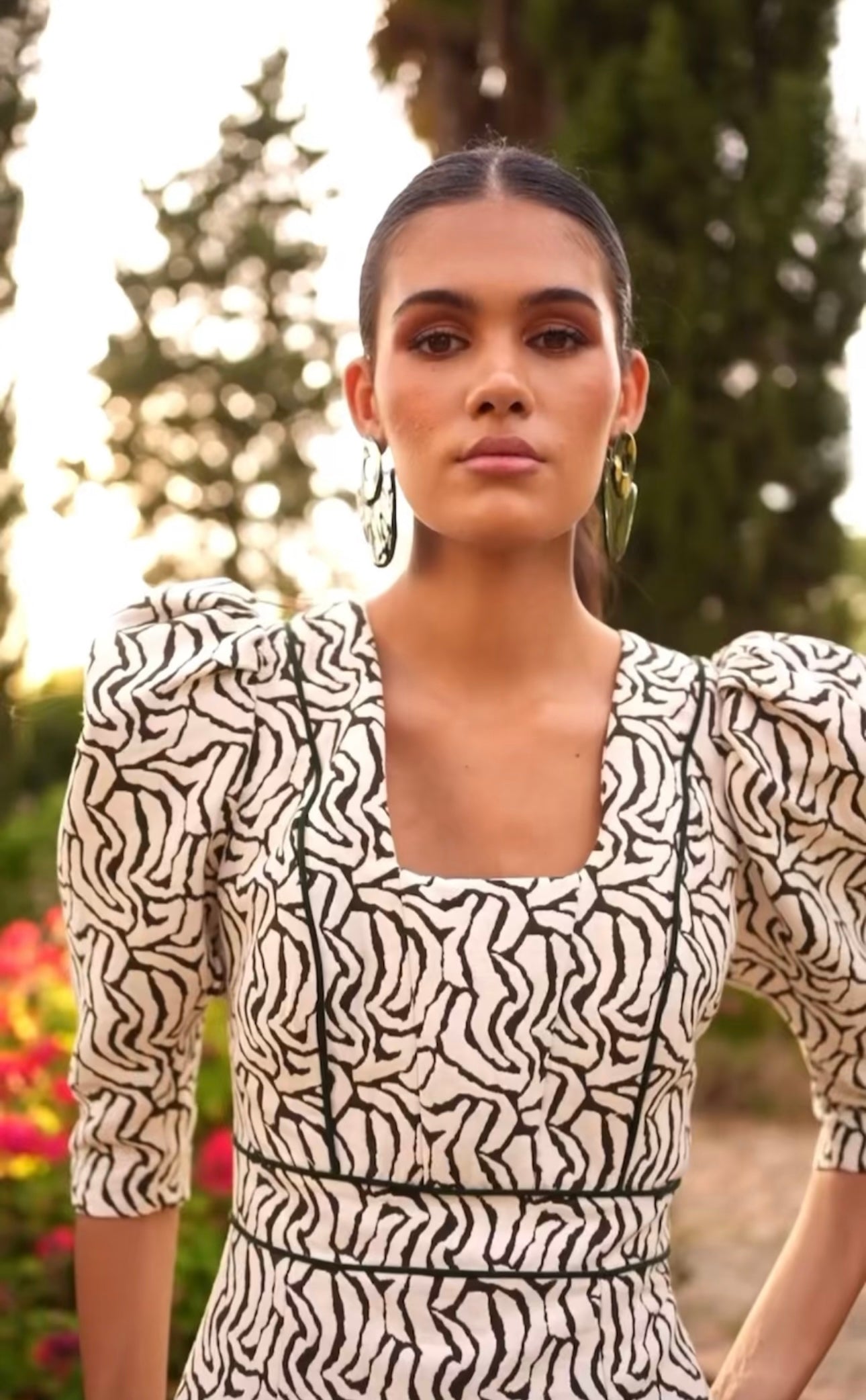 The Beverly Dress - Green & Ecru