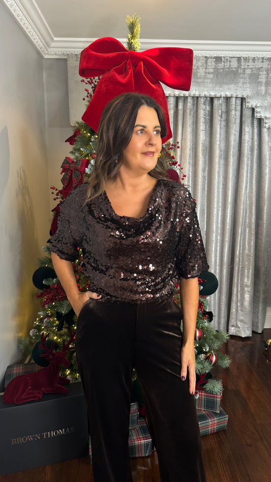 Brown Sequin Top