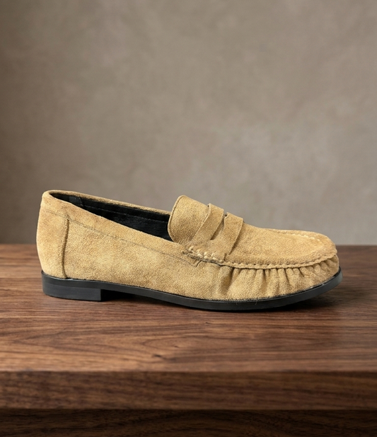 Camel Faux Suede Loafers