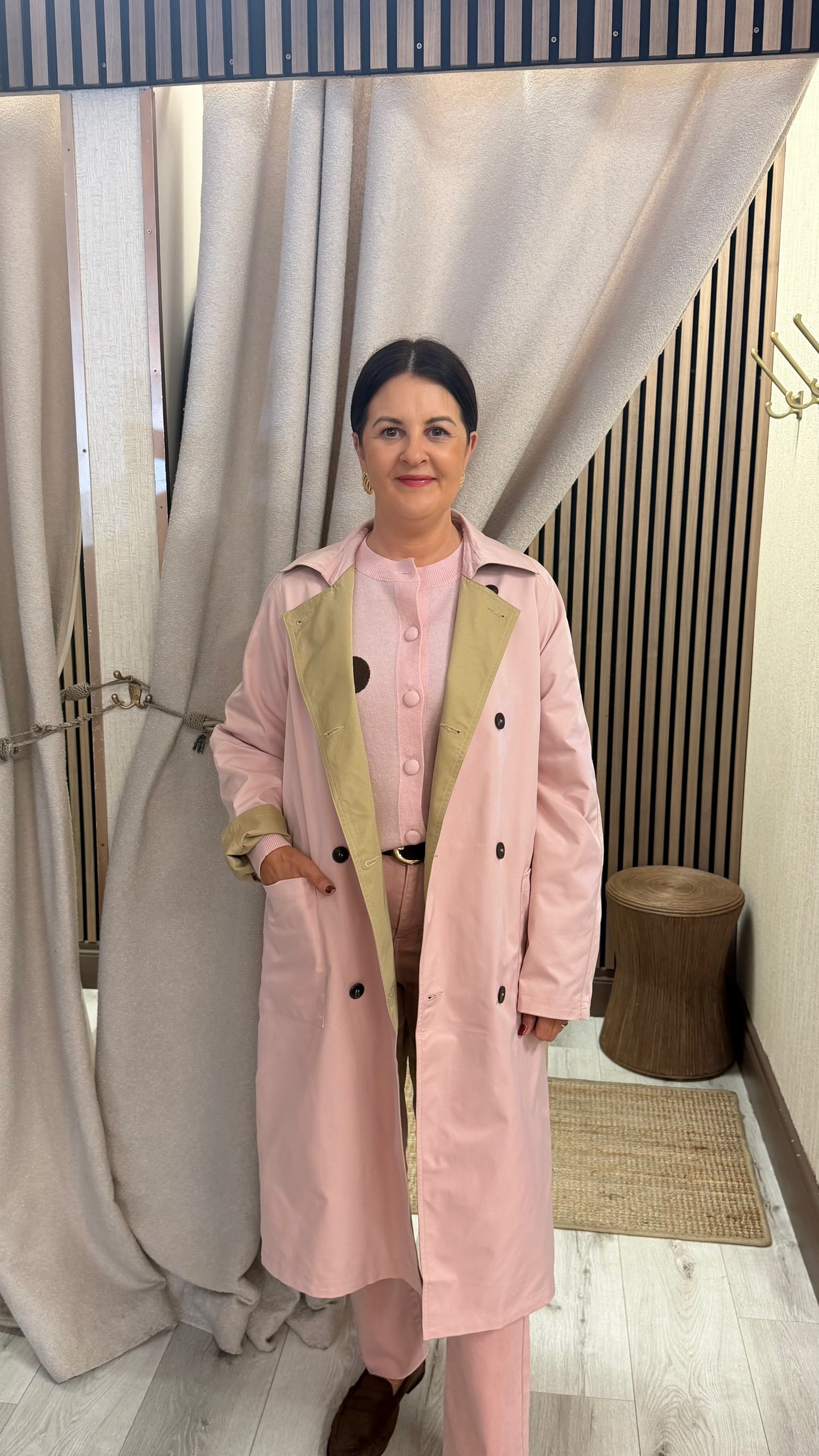 Eve Pink & Tan Reversible Trenchcoat