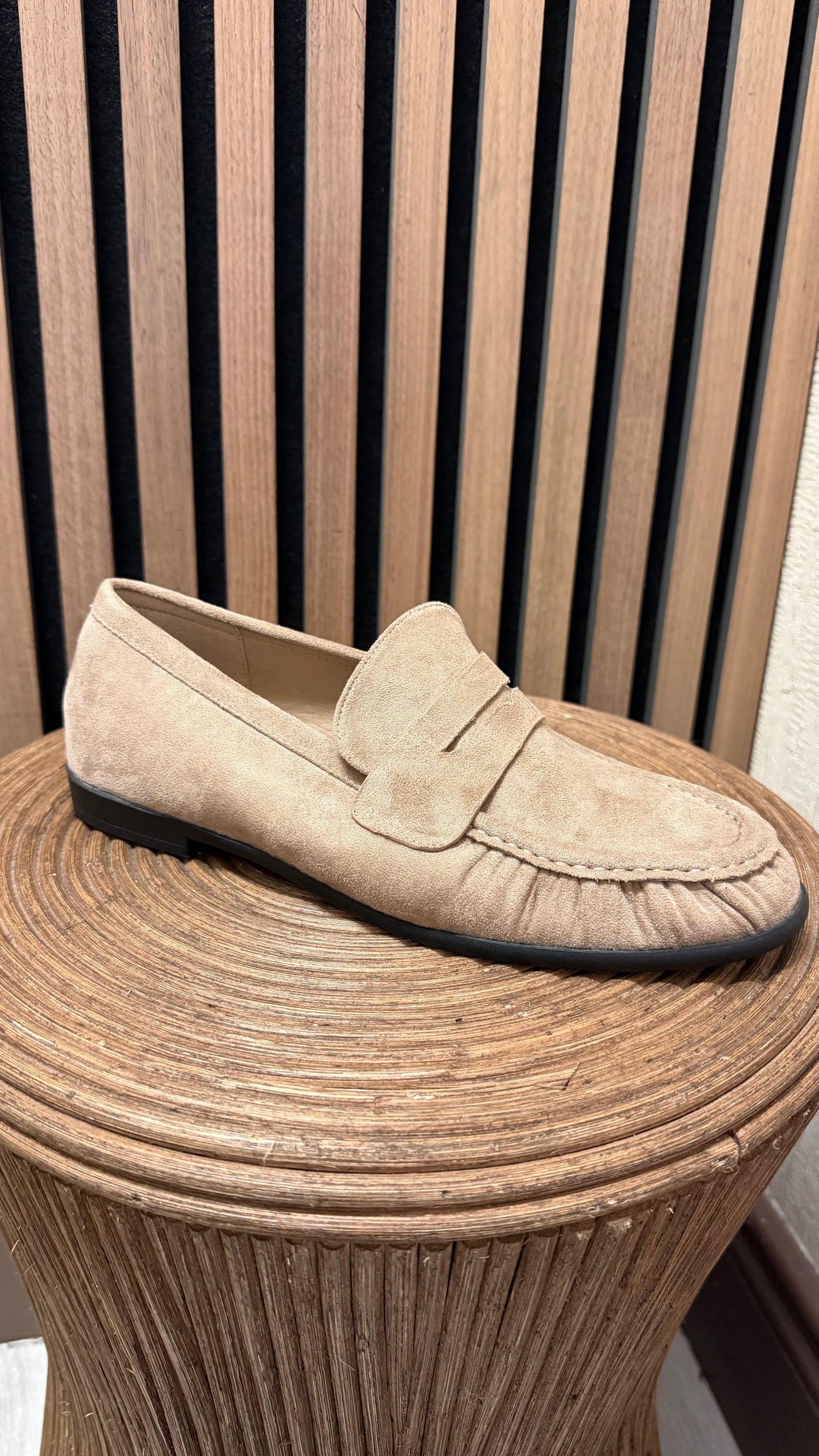 Beige Faux Suede Loafers