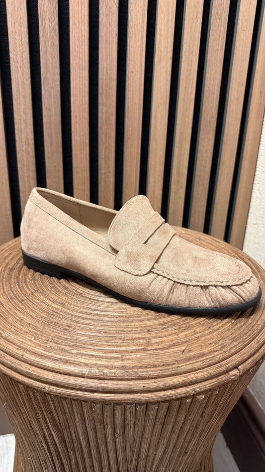 Beige Faux Suede Loafers