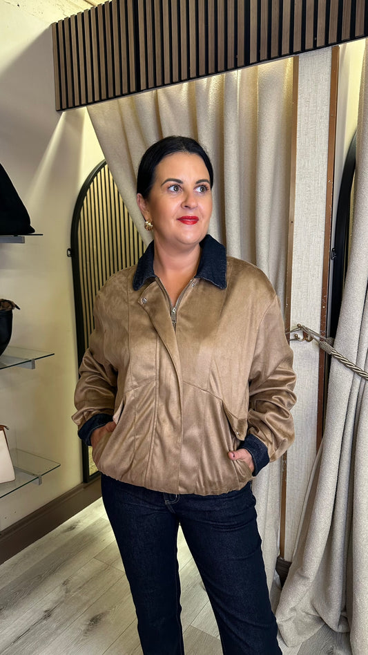 Suedette & Denim Barn Jacket