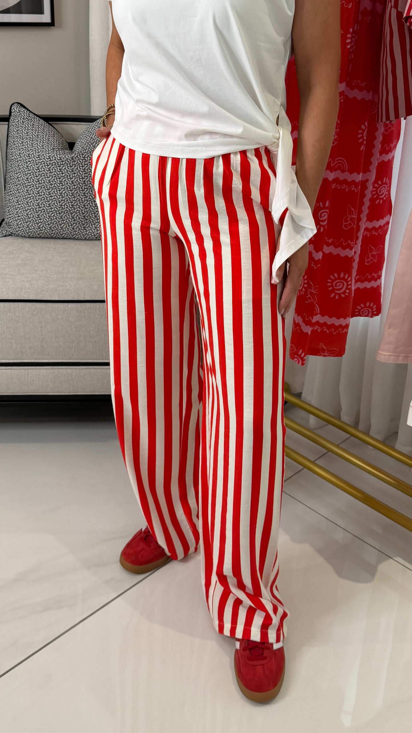 Red & White Striped Trousers