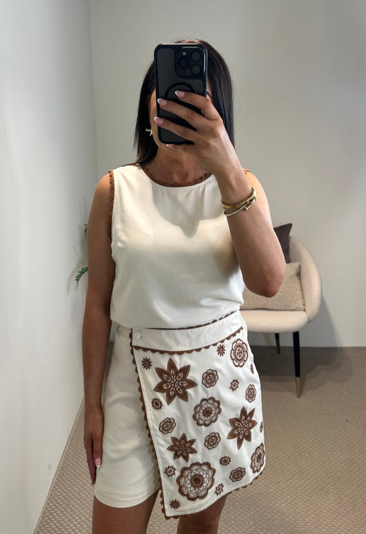 Cream & Brown Top