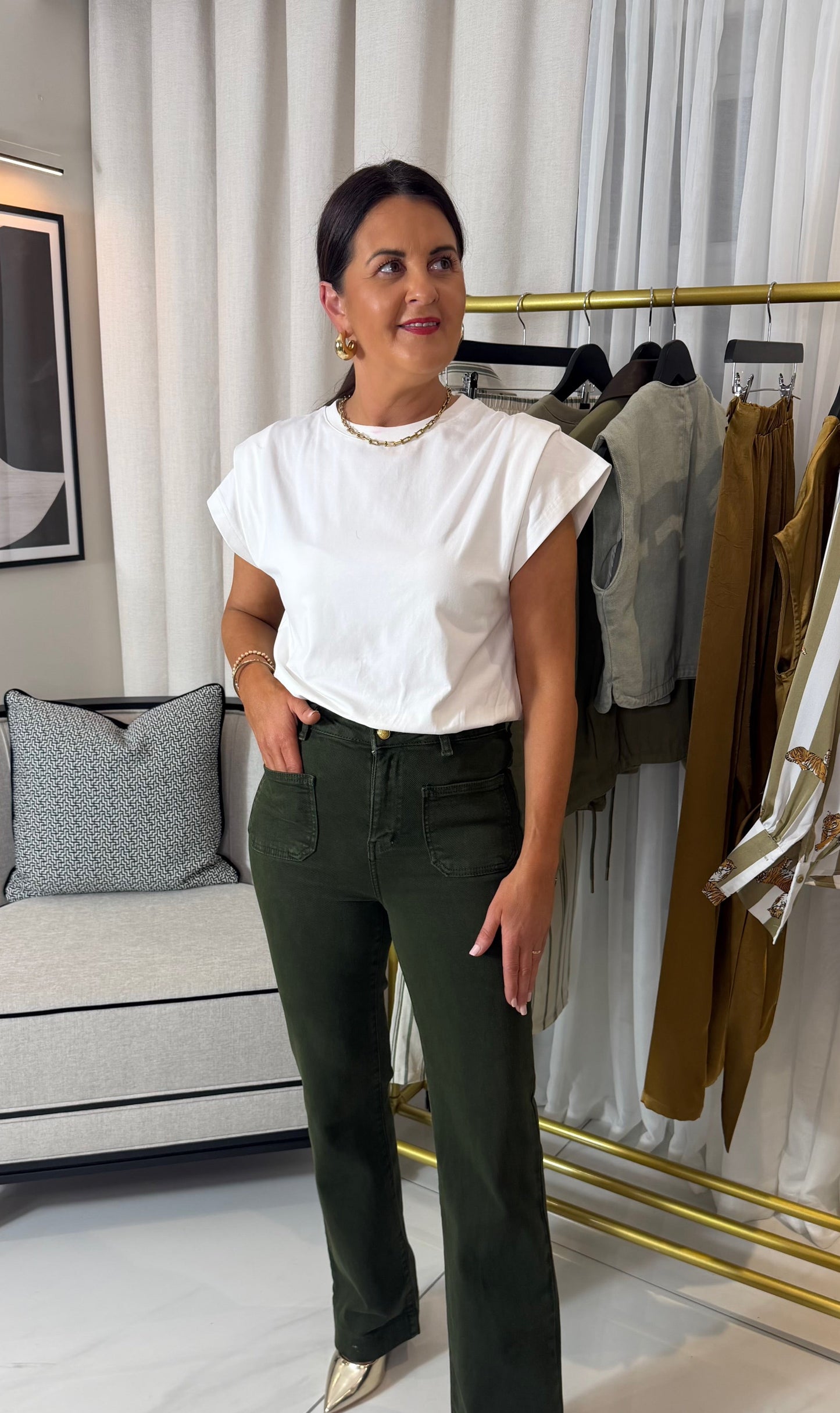 White Pleated Detail T-Shirt