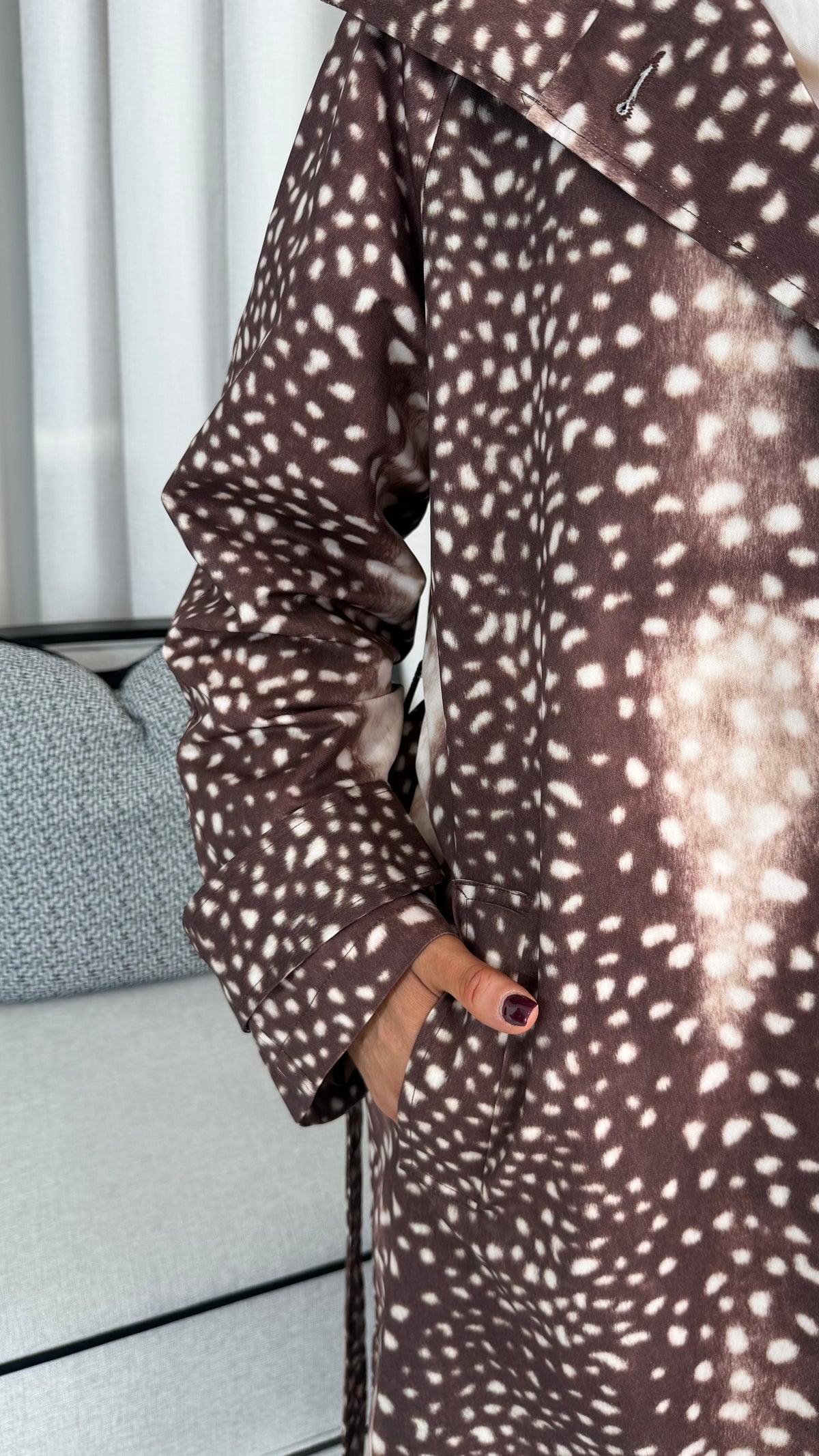 Deer Print Trench Coat