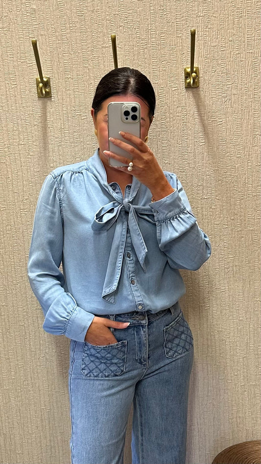 Blue Denim Bow Top